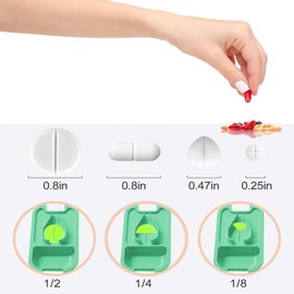 Cortador de Pastillas, Pastillero,Organizador de Pastilla, para Dividir Pastillas, Vitaminas en Pastillas Pequeñas o Grandes (Pino Verde Blanco)