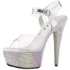 Ellie Shoes Women's Maxine Rhinestone Platform Sandal, Clear, 7 M
