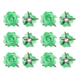 sourcing map 12 Pcs Rose Flower Hair Clips 3 Inch Flower Hair Pins Flower Brooch for Women Hair Accessories Bright Green
