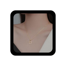 Xduargs Boho CZ Trojan Horse Necklace Gold Crystal Horseshoe Choker Necklaces Vintage Toy Horse Pendant Neck Lace Minimalist Cute Trojan Chain Neck Laces Jewelry for Women