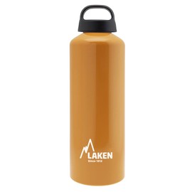 Laken Classic Aluminium Water Bottle, Wide Opening, Screw Lid with Loop, BPA-Free Aluminium Drinking Bottle, 1 Litre, Orange