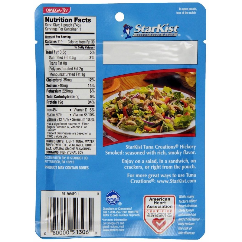 Starkist Tuna Creations, Hickory Smoked, Single Serve 2.6-Ounce Pouch (Pack