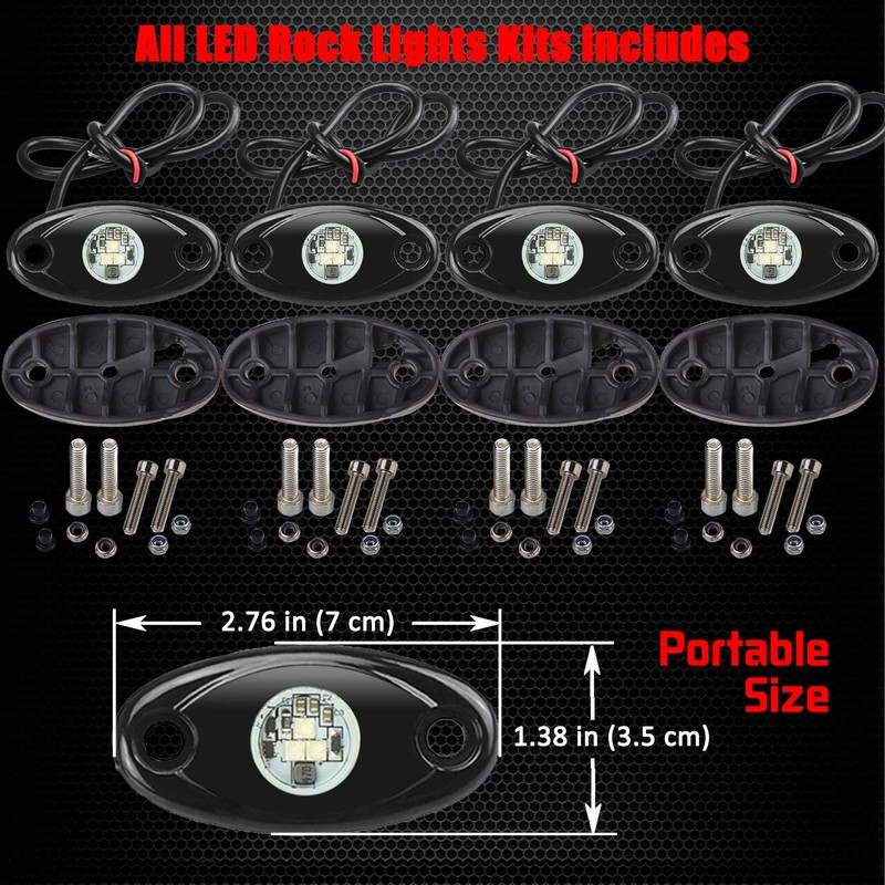 4 Pods LED Rock Lights, Ampper Waterproof LED Neon Underglow