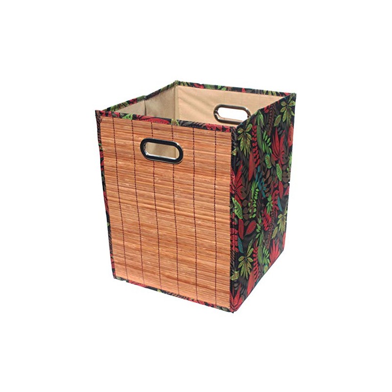 Seta Direct, Foldable Brown Bamboo Square Storage Laundry Hamper with