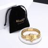 Klapgo Lion Head Men's Bracelet Gold Tone Stainless Steel Cuban