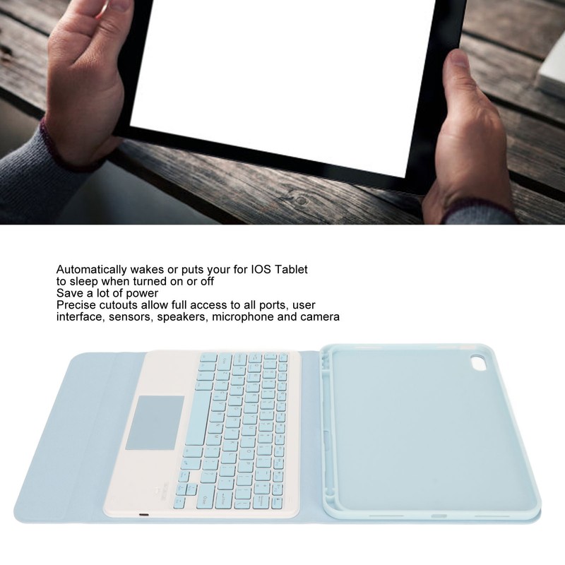 Tablet Case with Magnetic Keyboard Pencil Holder Touchpad for IOS