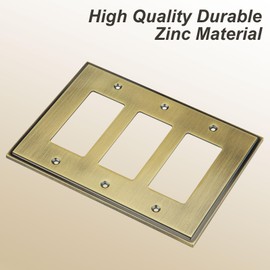 Henne Bery Soft Modern Decorative Wall Plate Switch Plate Outlet Cover (Triple Decorator, Antique Brass)