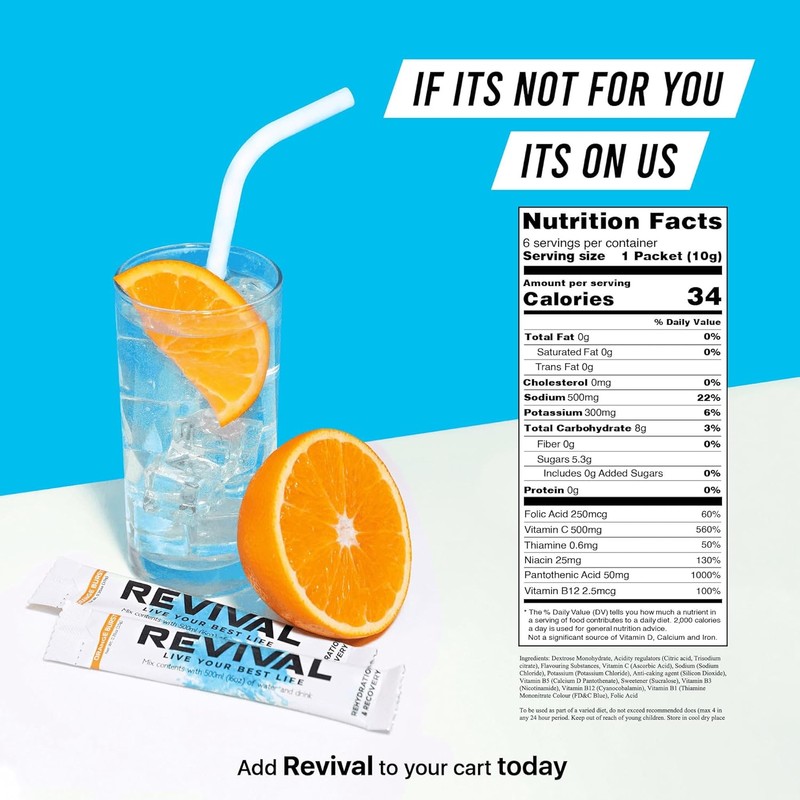  Revival Rapid Rehydration - Polvo de Electrolitos con Vitaminas