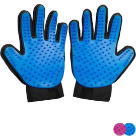 Zenify Pet Hair Remover Dog Grooming Glove Cat Brush Fur Removal Groomer Supplies for Short Haired Cats Puppy Dogs Horses Rabbits Massager Silicon Deshedding Mitt Efficient Gift (Blue 2 Pack)