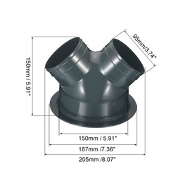 PATIKIL 3 Way Duct Splitter, 4"x4"x6" Y Reducer Connector Air Vent Duct Hose Exhaust Pipe Adapter with Flange for Dryer Exhaust Fan Vent Systems HVAC, Grey