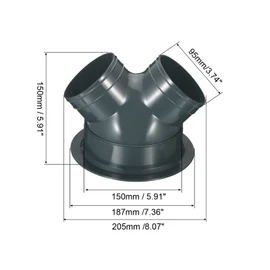 PATIKIL 3 Way Duct Splitter, 4"x4"x6" Y Reducer Connector Air Vent Duct Hose Exhaust Pipe Adapter with Flange for Dryer Exhaust Fan Vent Systems HVAC, Grey