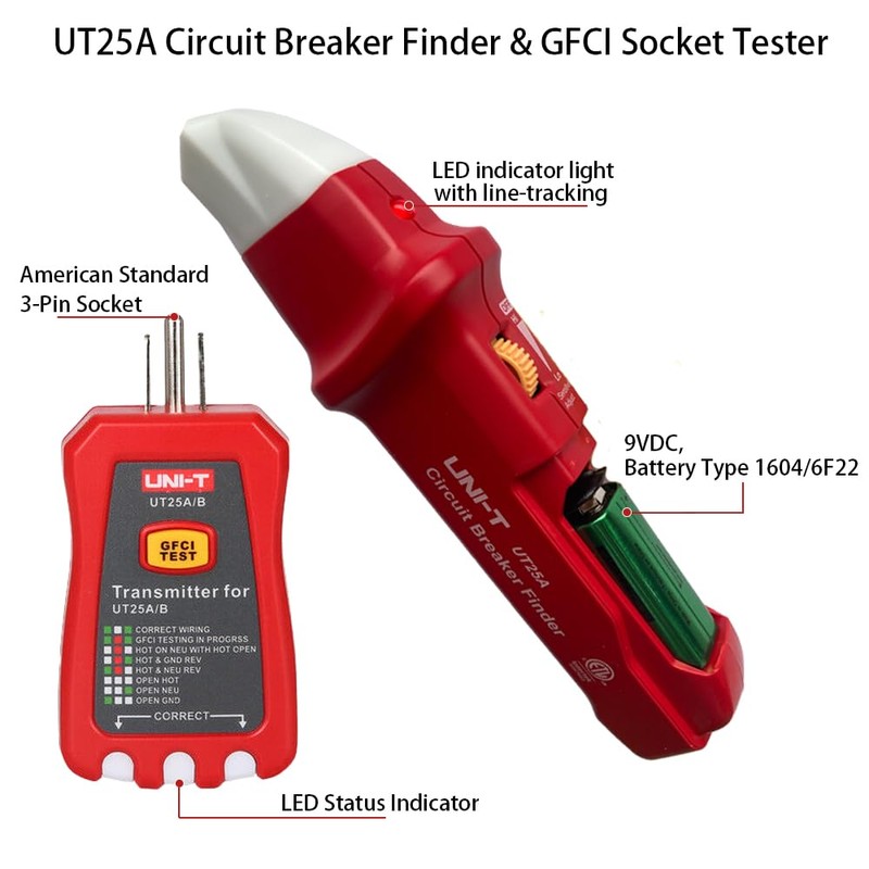 UNI-T UT25A Digital AC Circuit Breaker Finder and Tracker Kit