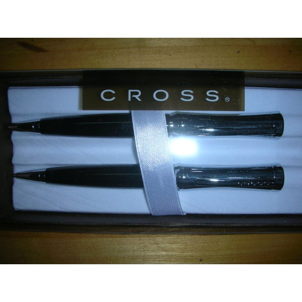 Cross Parasol Tuxedo Black and Chrome Ball-point Pen & 0.9mm Pencil Set AT0181CP-2