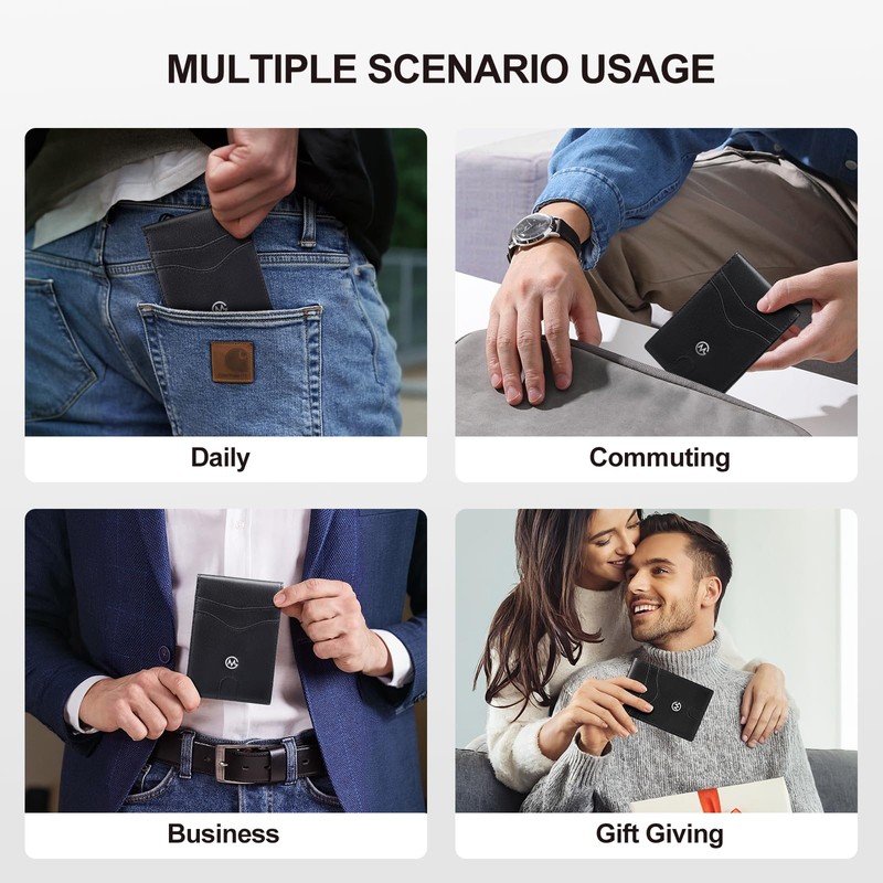 GOLF QUALITY Mens Slim Leather Bifold Wallets with Credit Card