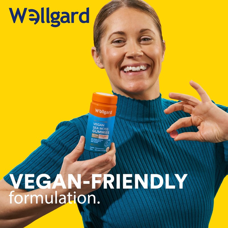 Wellgard Vegan Sea Moss Gummies, Formulated for Immunity with Iodine,