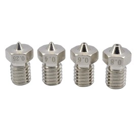 Paquete de boquillas de latón M6 para impresora 3D (0,25 – 0,8 mm) para 1,75 mm V6 Hotend Titan Aero Extrusor Prusa I3 MK3 MK3S Anycubic I3 Mega 3D Printer (1 x 0,25 + 1 x 0,4 + 1 x 0,6 + 1 x 0,8)