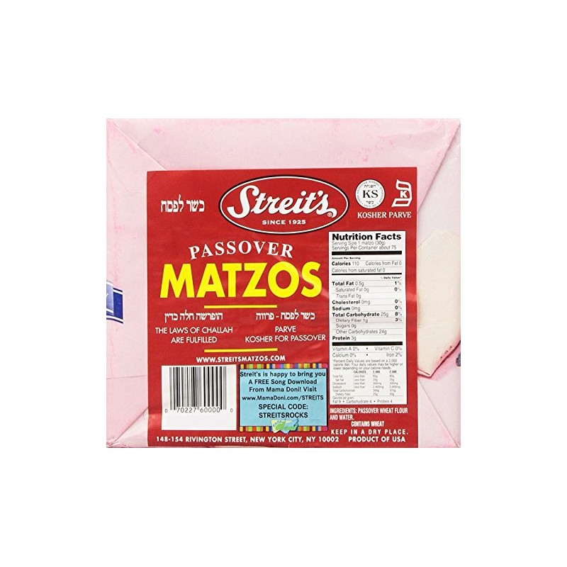 Streit's Matzo, Kosher for Passover Matzoh Crackers, Airy, Crispy Crackers,