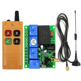 Imoumou Remote Control 4 Channels RF Wireless Remote Control Switch Radio Receiver with 200M 300M High Range Waterproof Industrial Remote Control