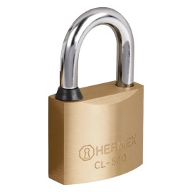 Hermex CL-50Q Brass padlock, 50mm, short hook, dotted key, blister