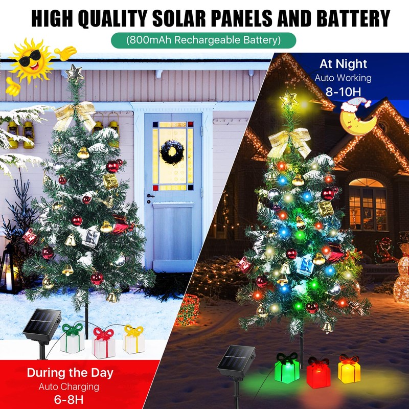 Aukora Solar Christmas Tree Lights Outside Decorations 31 in,8 Modes