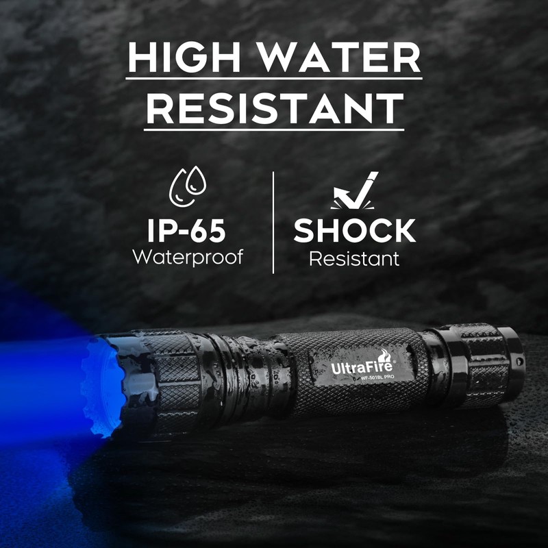 ULTRAFIRE Blue Light Flashlight, 450-460nm Single Mode Blue Led Flashlight,