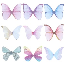 SUNNYCLUE 1 Box 180 Pieces 9 Styles Organza Butterfly Made of Fabric Butterfly Decorations Small Organza Butterflies Spring Artificial Butterfly Wings Pendant for Jewellery Making