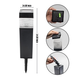 Crosslight Solar Powered Pathway Lights (2 Pack) - Column Outdoor LED Lights, Waterproof for Garden, Yard, Patio, Lawn, Walkway - Decorative Ground Stake Lighting | White