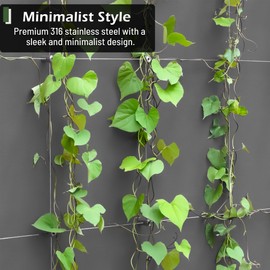 Wire Trellis for Climbing Plants Outdoor, 20-Set Wall Wire Trellis Kit with 1/8in x 98ft Stainless Steel Cable, T316 Cylindrical Espalier System for Fence and Garden DIY Projects