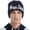New York 3D Embroidery Classic Cuffed Knit Hat Beanie Toque