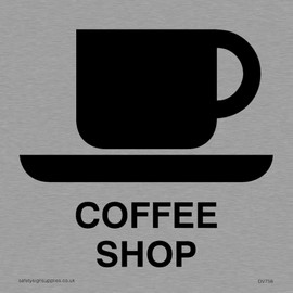Viking Signs DV758-S85-MS"Coffee Shop" Sign, Positive Black Text, 1 mm Stainless Steel, 85 mm H x 85 mm W