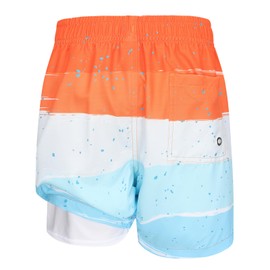Aisyee Big Boys Swim Trunks with Boxer Brief Liner Swim Shorts for Boys Quick Dry Boards Shorts with Compression Liner Beach Swimwear Beach Orange Sunset Size 10/8-10 Years