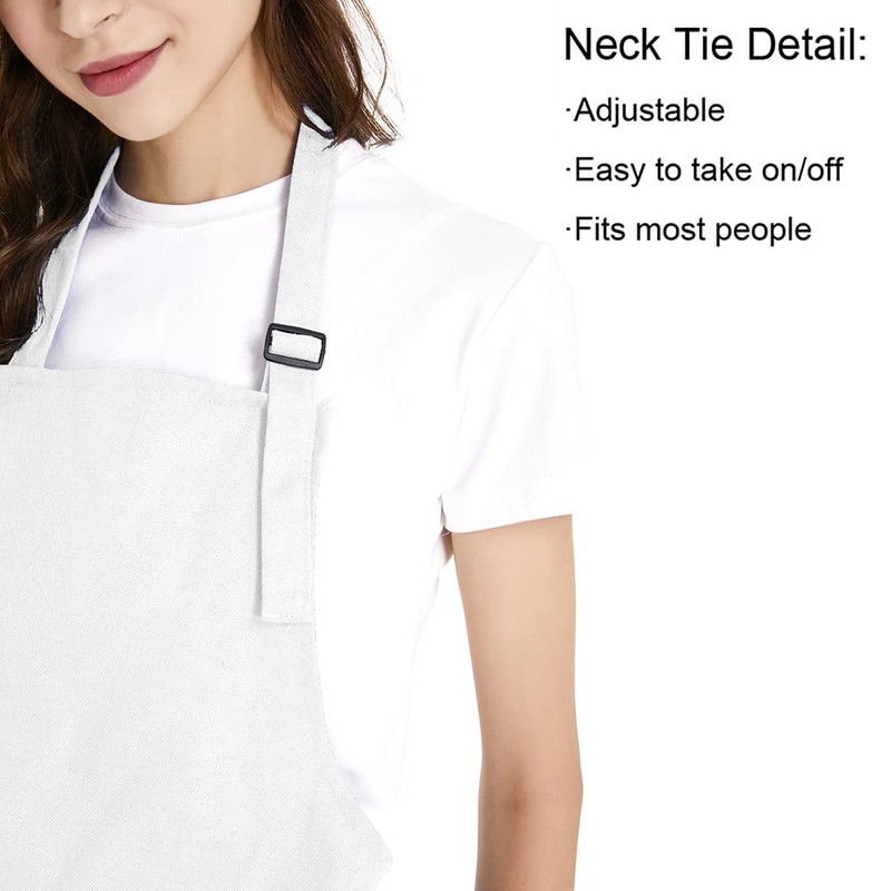 TOPTIE Unisex Cotton Canvas Adjustable Chef Kitchen Aprons with 2