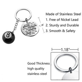 BNQL 8 Ball Keychain Billiards Gift for Billiards Lover Pool Players Gifts Lucky 8 Ball Charm Keychain Billiards Ball Keyring, Music Note Keychain, Large