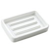 Matte Ceramic Soap Dish with Raised Ridges, Rectangular Soap Holder