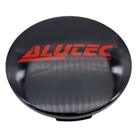 1 x Alutec Hub Cap 64 mm Glossy Black (N32) Logo Red – Original Wheel Centre Cap/Hub Cap