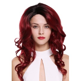 WIG ME UP - DW1948-220-YS871S1B Lady Quality Wig long wavy parting teased volume ombre mix black red Diva 20inch
