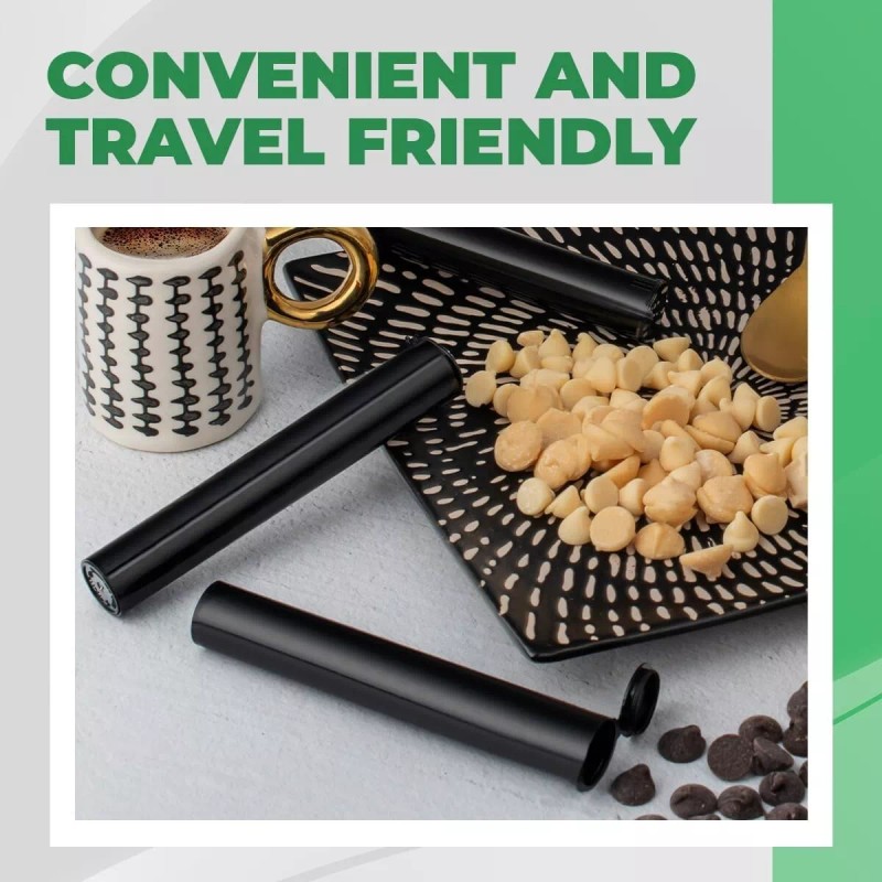 Kopperko 116mm Plastic Pop Top Tubes - Child Resistant, Black,