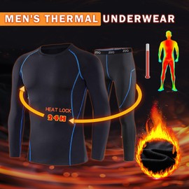 ZDQ Ensemble Sous-Vêtements Thermiques Homme Pour Automne Hiver, blue
