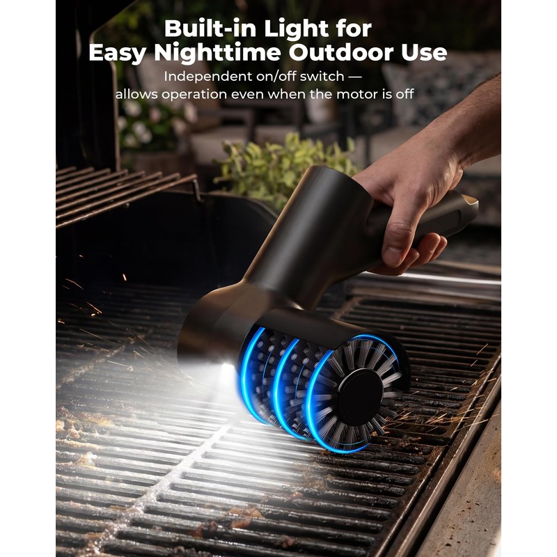 Electric Grill Brush, 3-Speed Cordless High-Speed Motor BBQ Grill Cleaner