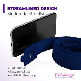 BELTAWAY Easily Adjustable Elastic Flat Buckle No Show Belts for Women – Stretch, Low Profile Design, Soft - Ideal for Jeans, Pants 2Pack Denim NARROW & Denim SQUARE