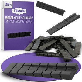 Filzada 25 x Furniture Wedges Black - 100 x 20 x 8 mm - Sturdy Plastic Wedges with Predetermined Breaking Points - Balancing Wedges - Plastic Wedges - Wheel Chocks Furniture