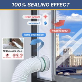 Loviga Portable AC Window Vent Kit, 100% Sealing Window Kit Seal Kit for Portable Air Conditioner AC Unit Clothes Dryer, 9X40 Inch Length Adjustable, Waterproof, No Drilling