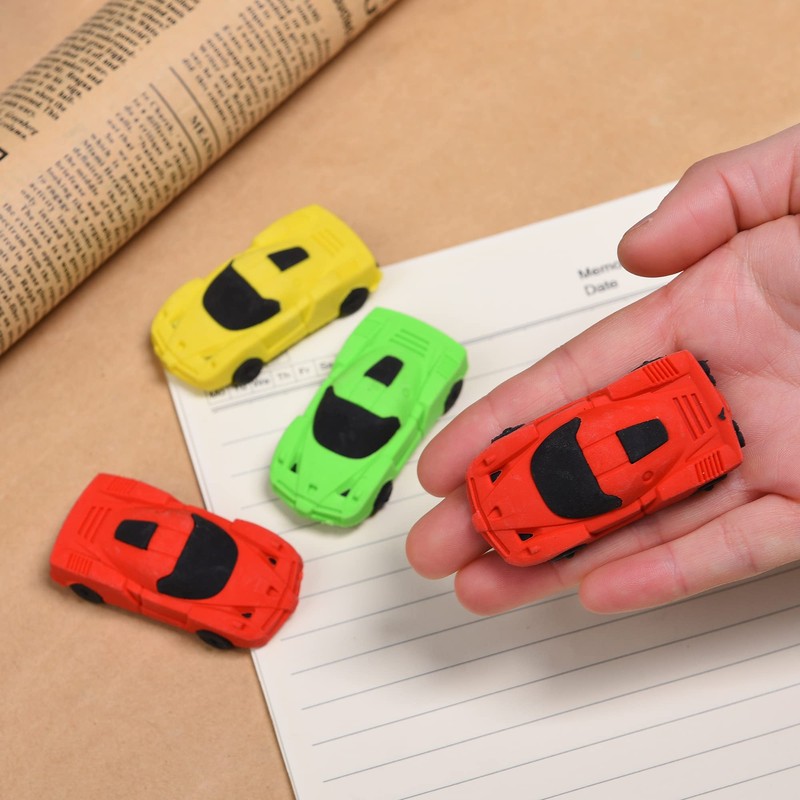 MGTECH Car Erasers for Kids, 12Pcs 3D Mini Vehicle Puzzle