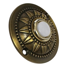 WESUA Wired Iron Classic LED Lighted Doorbell Push Button Switch 2.3" For Chime (Brass)