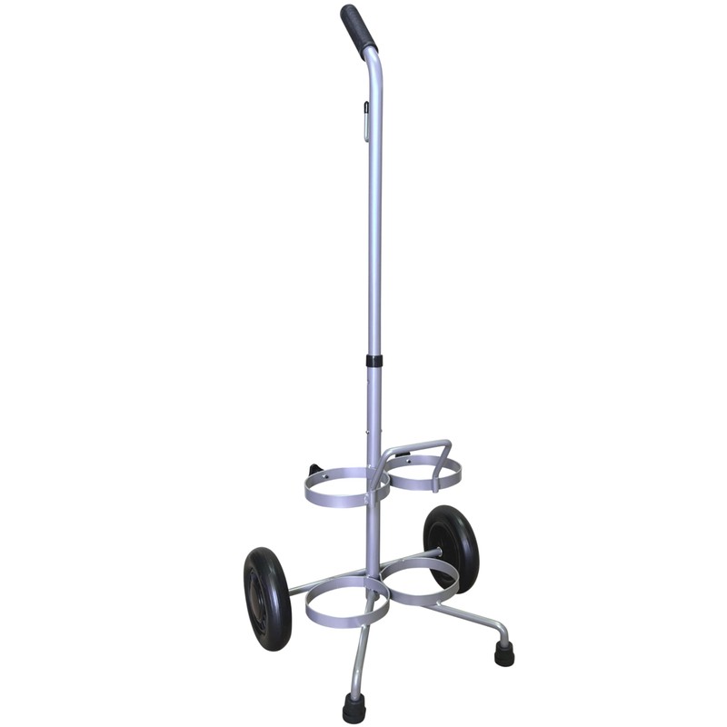 ResOne Lightweight Dual D/E Oxygen Tank Cart, Adjustable Handle, Durable