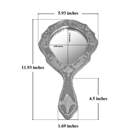 Handmade Italian Vintage Handheld Mirror, Hand Painted, Embossed Gold Paint, Hand Mirror with Handle for Vanity Makeup Victorian Style Decorative Desk, Crafted in Italy (Cappuccino)