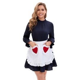 Nanxson Ladies Girls Kitchen Apron Retro Maid Costume Cooking Apron Waist Apron Half Apron with Pocket CFP001, White lace