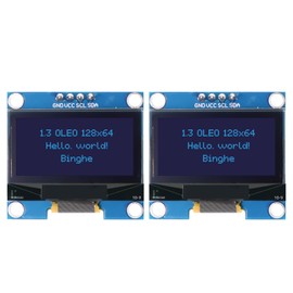 OLED Display Module Binghe 2 Pcs 1.3" LCD with OLED Display with Blue Character Display I2C IIC OLED Display 128x64 Pixels SSH1106 Chip Compatible with Arduino with Raspberry Pi