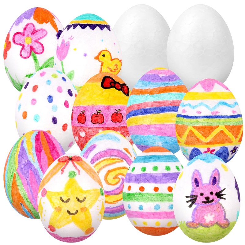 VEYLIN 25 Pieces White Foam Eggs Polystyrene Balls for Easter