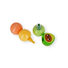 Legami - 3 in 1 Highlighter Pastel Colours Green Yellow Orange Quick Dry Avocado Theme
